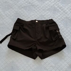"Love Tree" Black Shorts With Cute Cargo Pockets, Size L